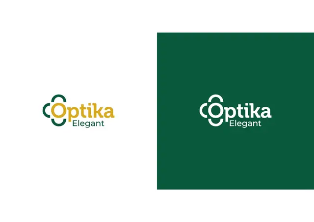 Elegant Optika: концепция логотипа в двух цветовых версиях и фирменный узор
