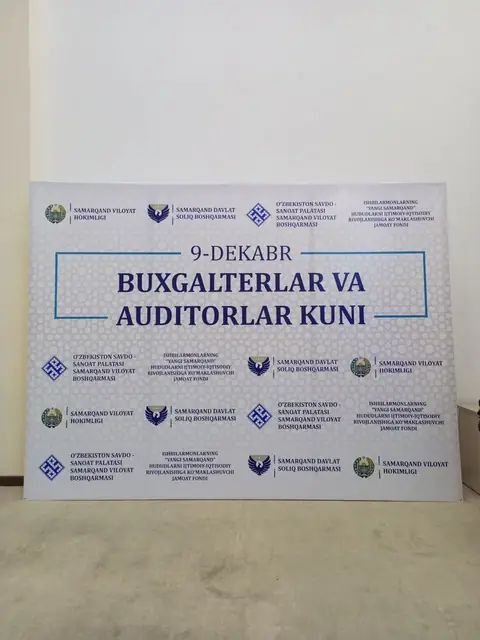 9-DEKABR BUXGALTERLAR VA AUDITORLAR KUNI: пресс-воллы для мероприятия в зале