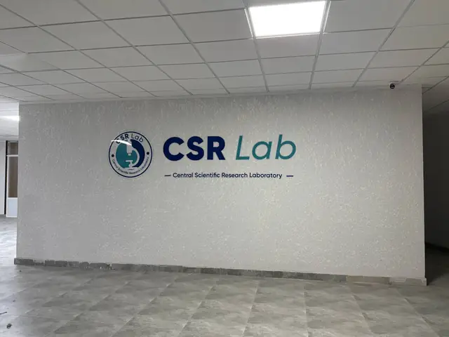 CSR Lab: объёмный логотип и буквы на стене в интерьере