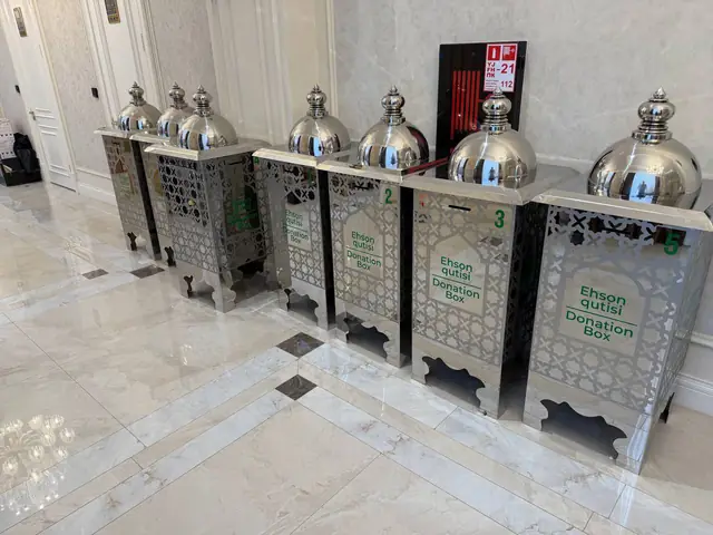 Ehson qutisi / Donation Box: ящики для пожертвований из нержавеющей стали с резным узором