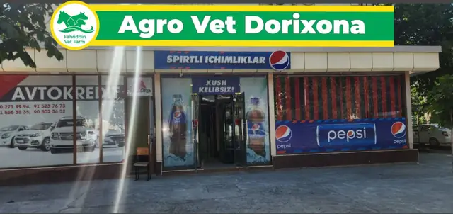 Agro Vet Dorixona: макет вывески ветаптеки, примерка на фото фасада