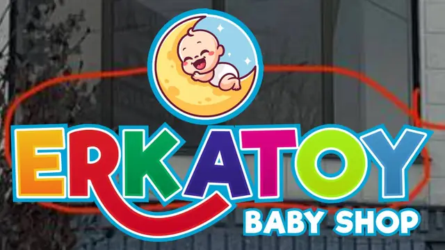 ERKATOY Baby Shop: визуализация объёмной вывески детского магазина на фасаде, с размерами