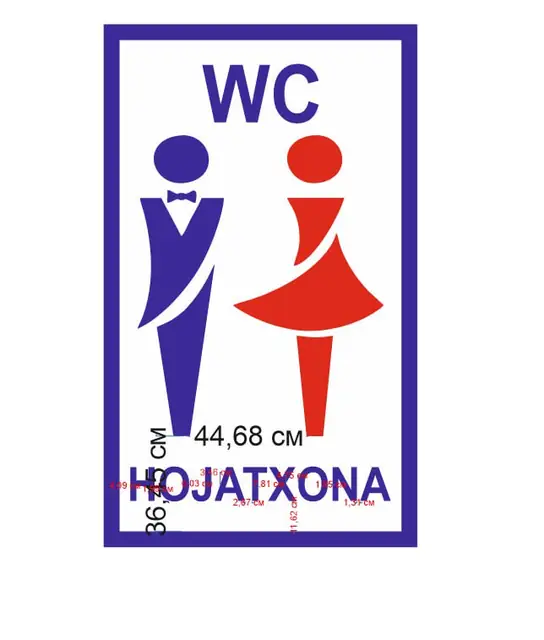 HOJATXONA: макет навигационных табличек WC с размерами