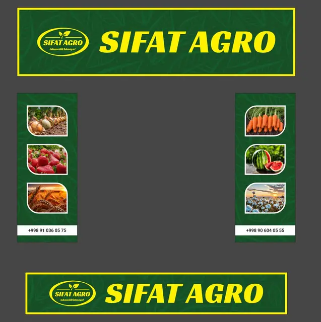 SIFAT AGRO: макет вывесок и боковых панелей с фото продукции