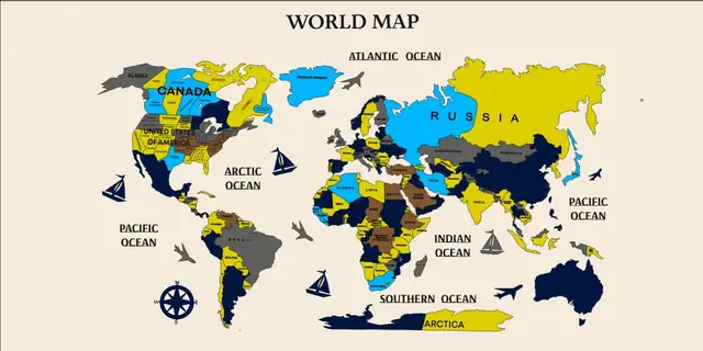 Макет WORLD MAP: дизайн настенной карты мира для интерьера