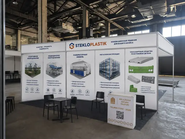 Stekloplastik: выставочный стенд с печатными панелями на Talaba Expo 2026