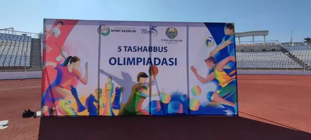 5 TASHABBUS OLIMPIADASI: пресс-волл на стадионе